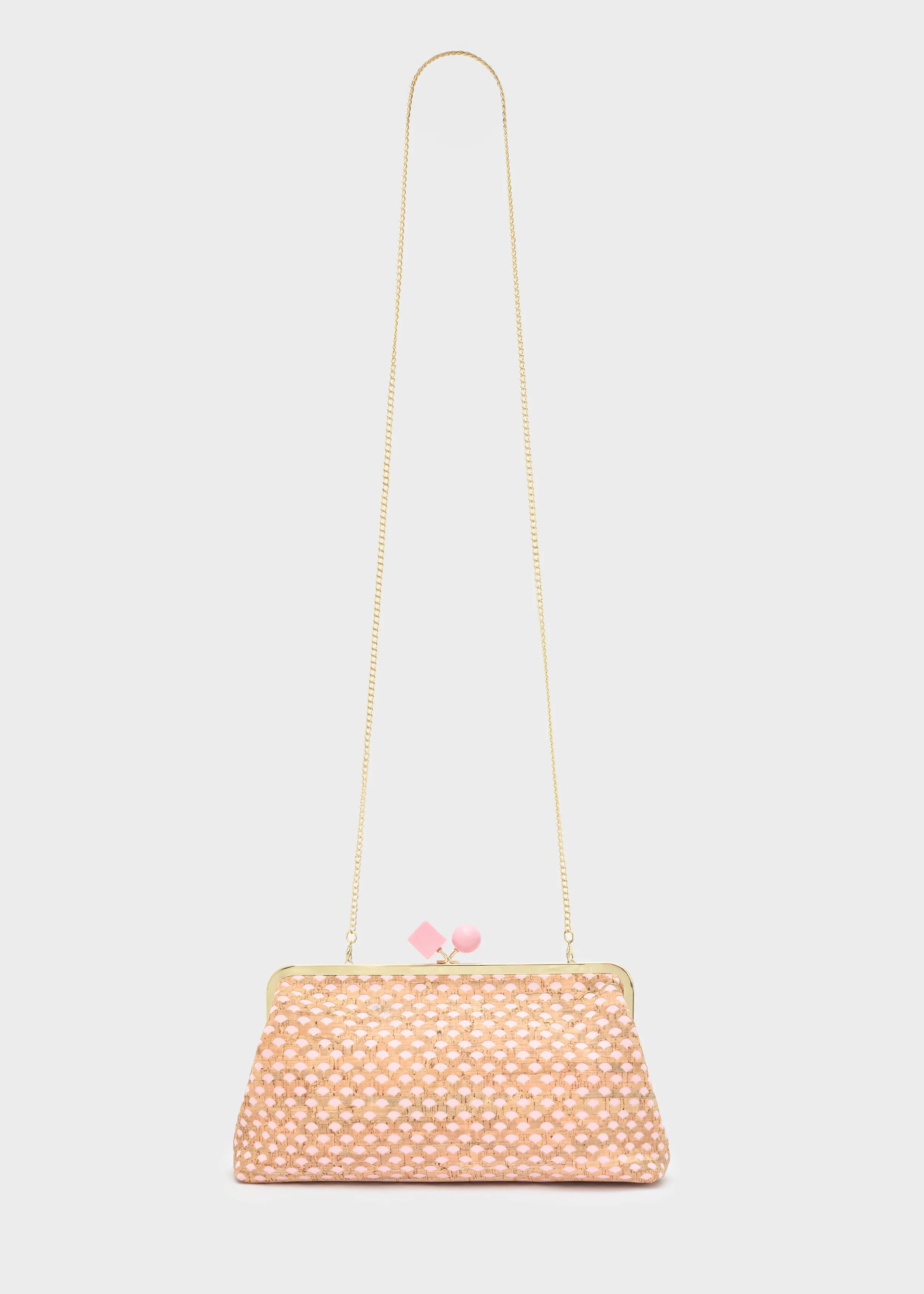 Nalì pochette in sughero e tessuto "Nadia" Rosa LYPC0048.ROSA