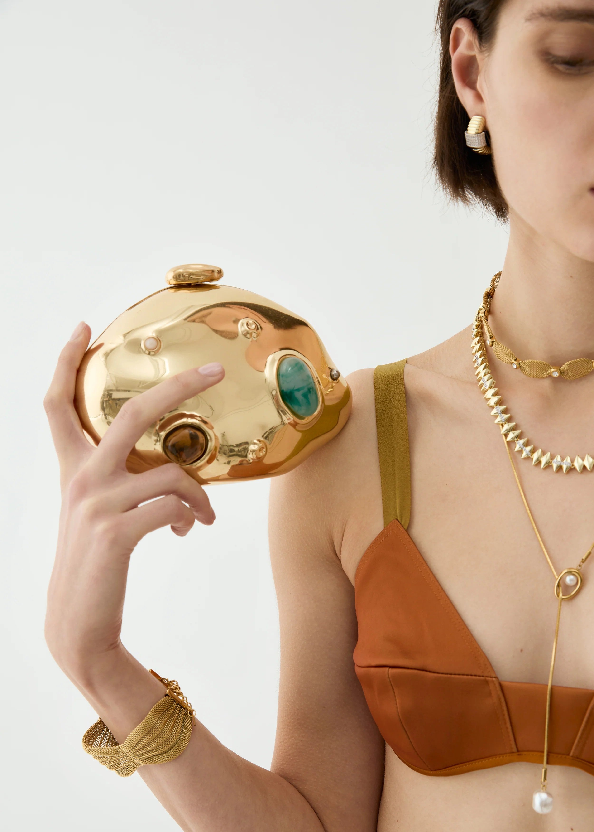 Nalì pochette in metallo "Pietre" Oro LYPC0053.ORO