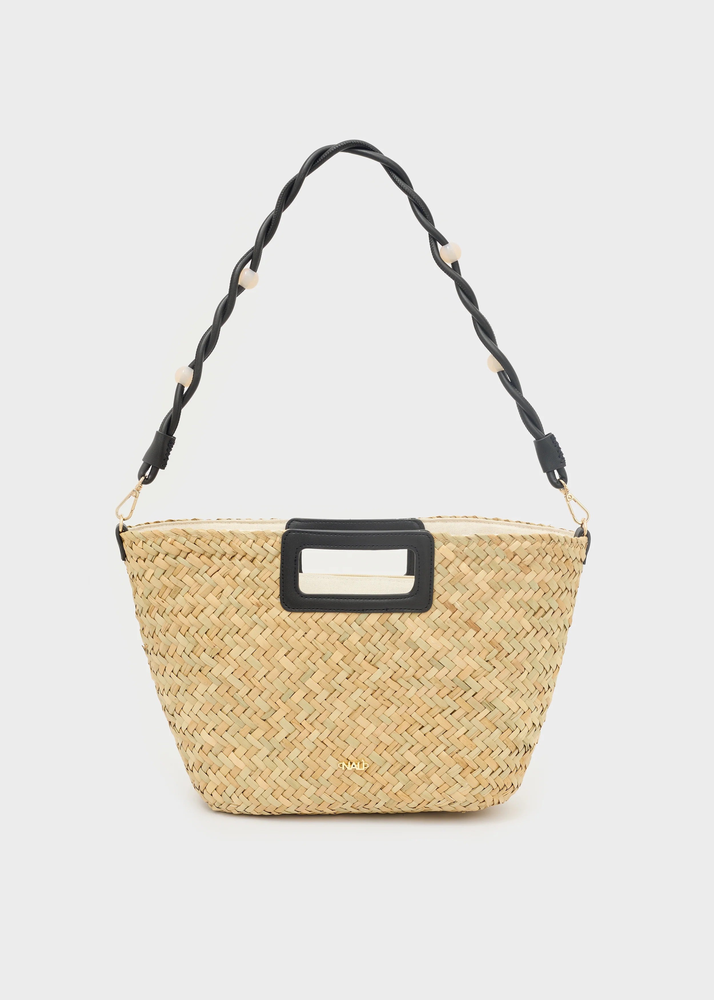 Nalì borsa a mano in raffia "Olivia" Nero LZBS0089.NERO