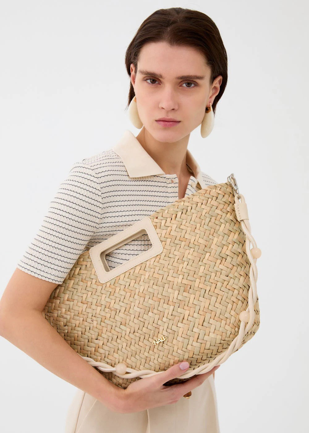 Nalì borsa a mano in raffia "Olivia" Bianco LZBS0089.BIANCO