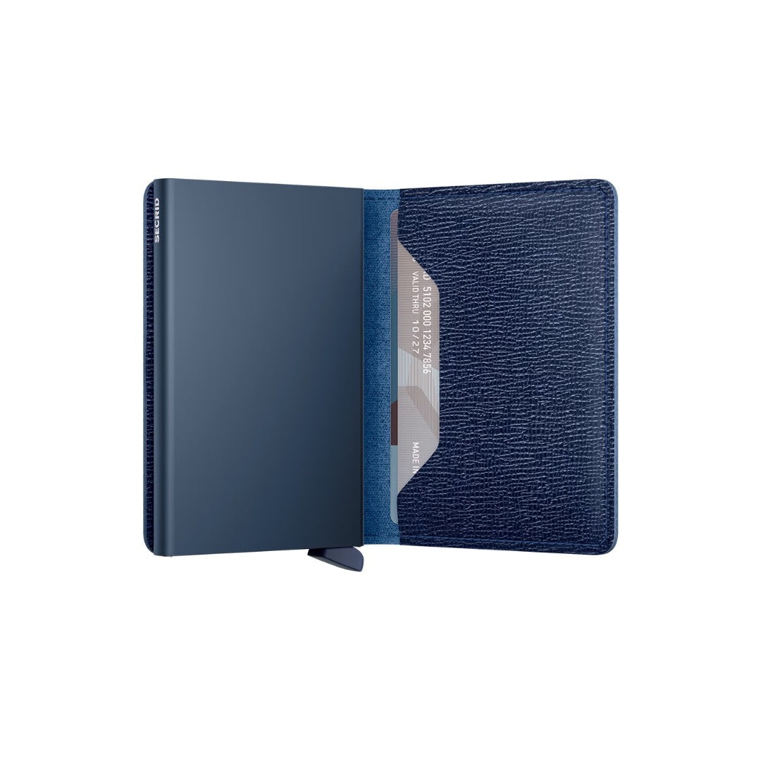 Secrid portafogli compatto in alluminio e pelle "Slimwallet Crisple" Blu SC.NAVY