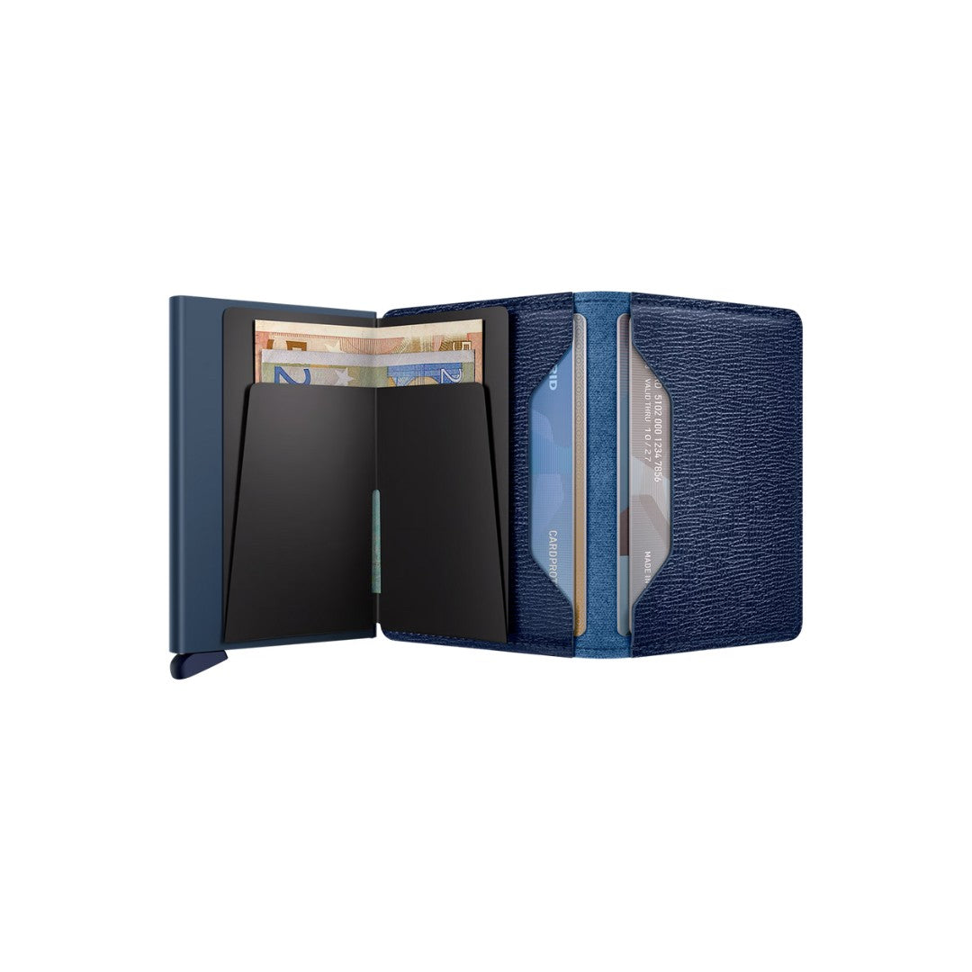 Secrid portafogli compatto in alluminio e pelle "Slimwallet Crisple" Blu SC.NAVY