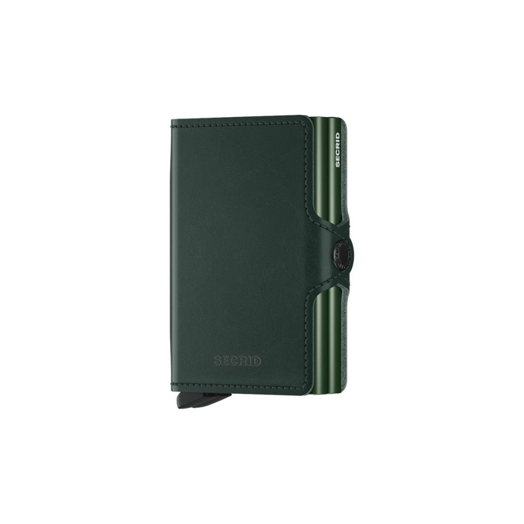Secrid portafogli compatto in alluminio e pelle "Twinwallet Original" Verde TO.GREEN
