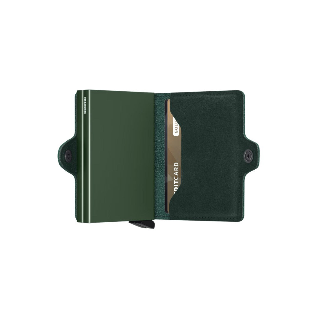 Secrid portafogli compatto in alluminio e pelle "Twinwallet Original" Verde TO.GREEN