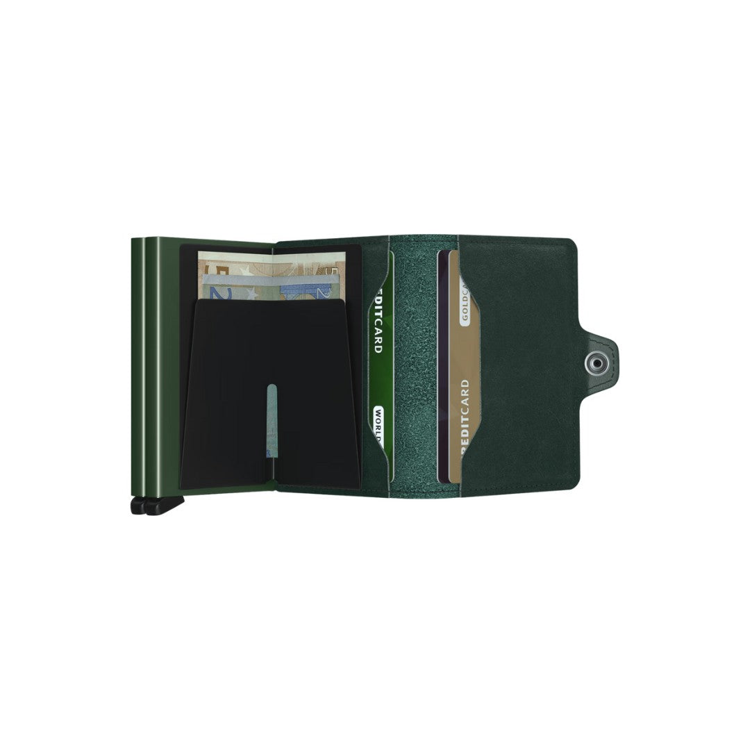 Secrid portafogli compatto in alluminio e pelle "Twinwallet Original" Verde TO.GREEN