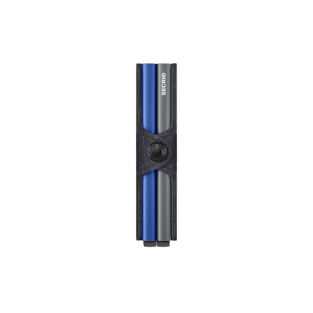 Secrid portafogli compatto in alluminio e pelle "Twinwallet Optical" Blu TOP.TITANIUM-BLU