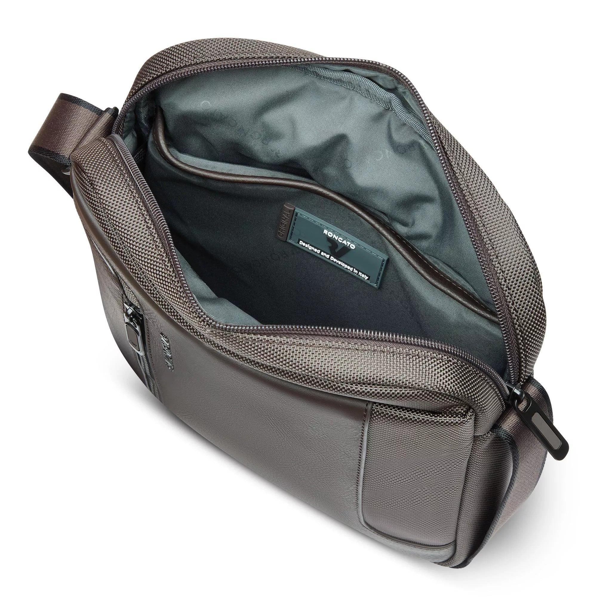 Roncato borsello in tessuto ed ecopelle "Panama 4 Marrone 400893.84 MOKA