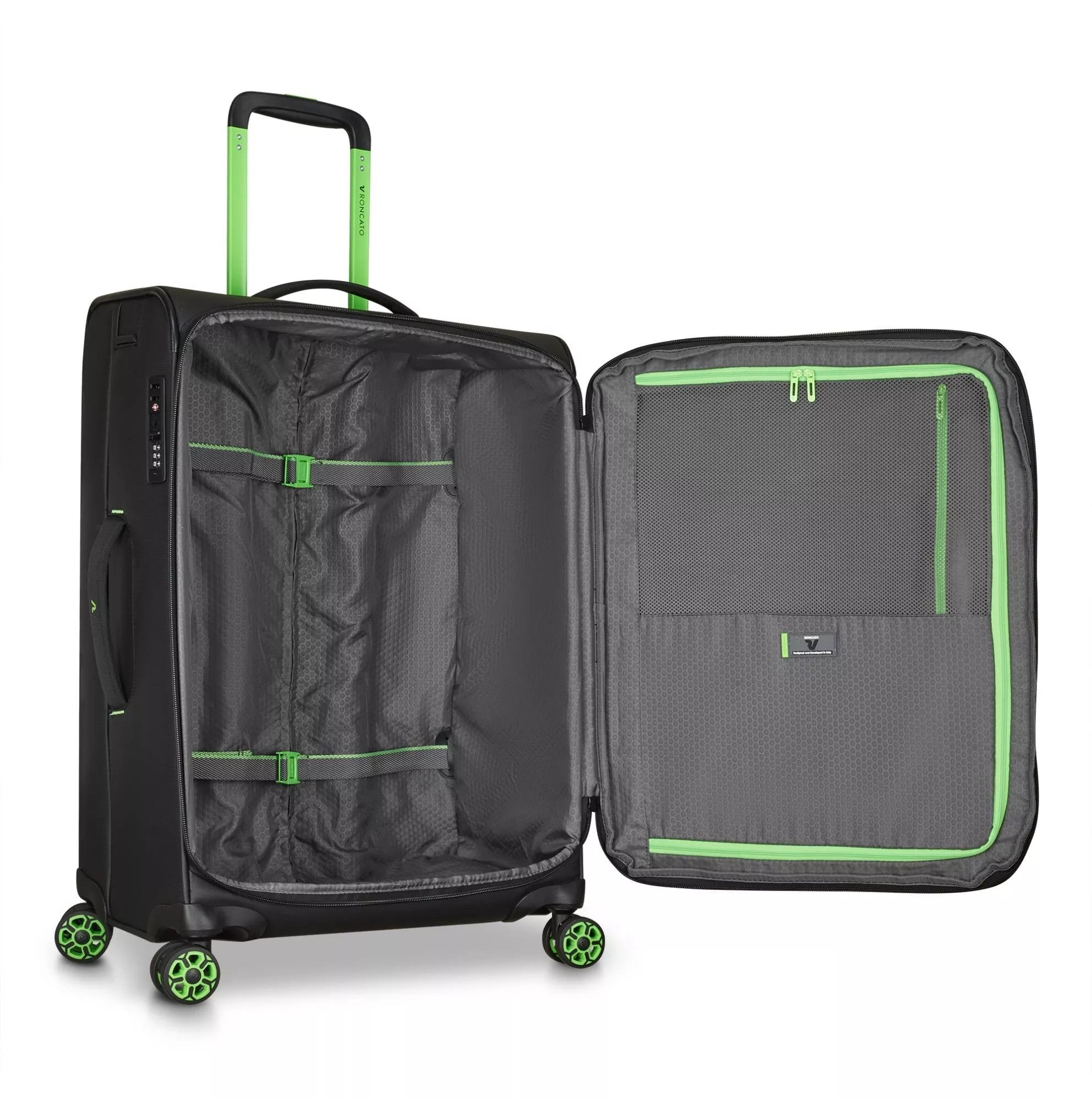 Roncato trolley medio in tessuto "Norway" Nero 414212.01 NERO