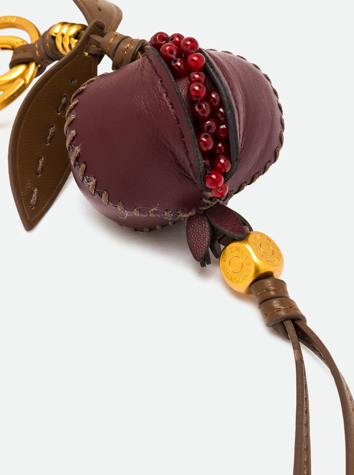 Gianni Chiarini portachiavi a ciondolo in pelle e metallo "Charm" Marrone PC POMENGRANATE10.14504