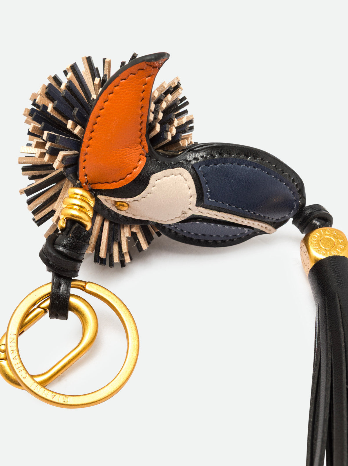 Gianni Chiarini portachiavi a ciondolo in pelle e metallo "Charm" Blu PC TUCANO02.12212