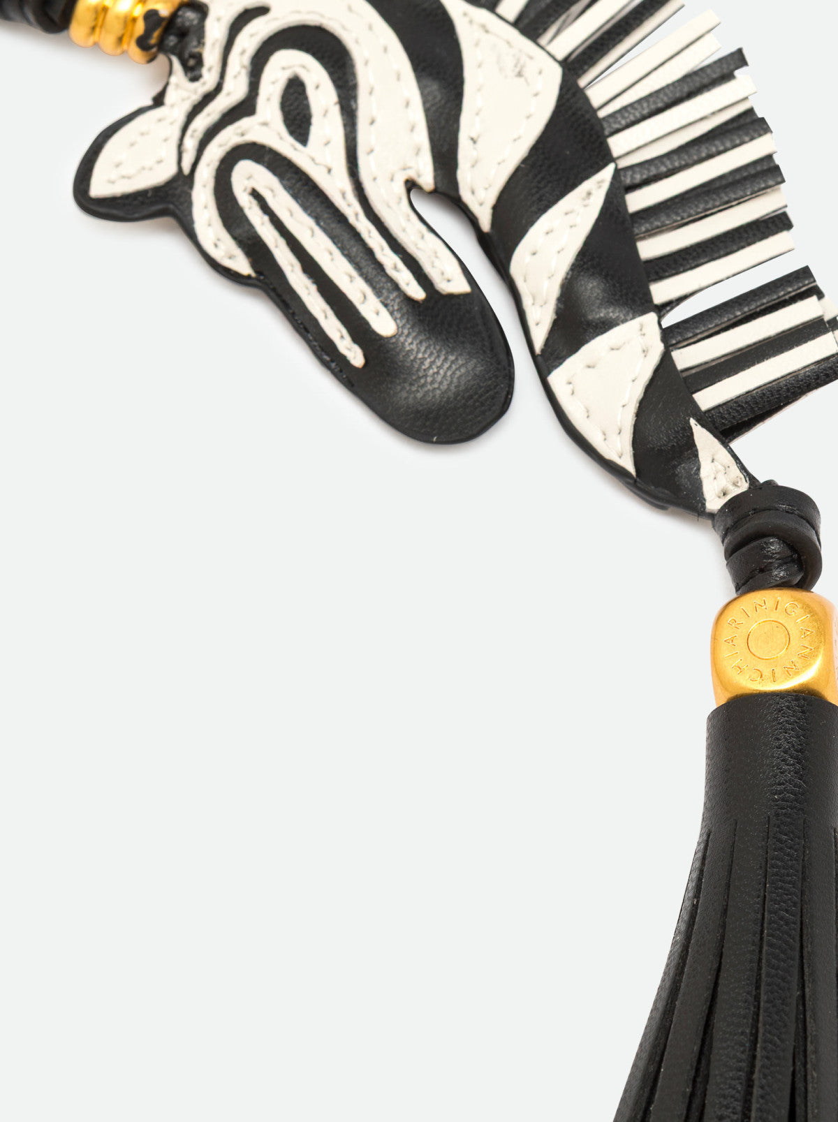 Gianni Chiarini portachiavi a ciondolo in pelle e metallo "Charm" Bianco e nero PC ZEBRA03.052