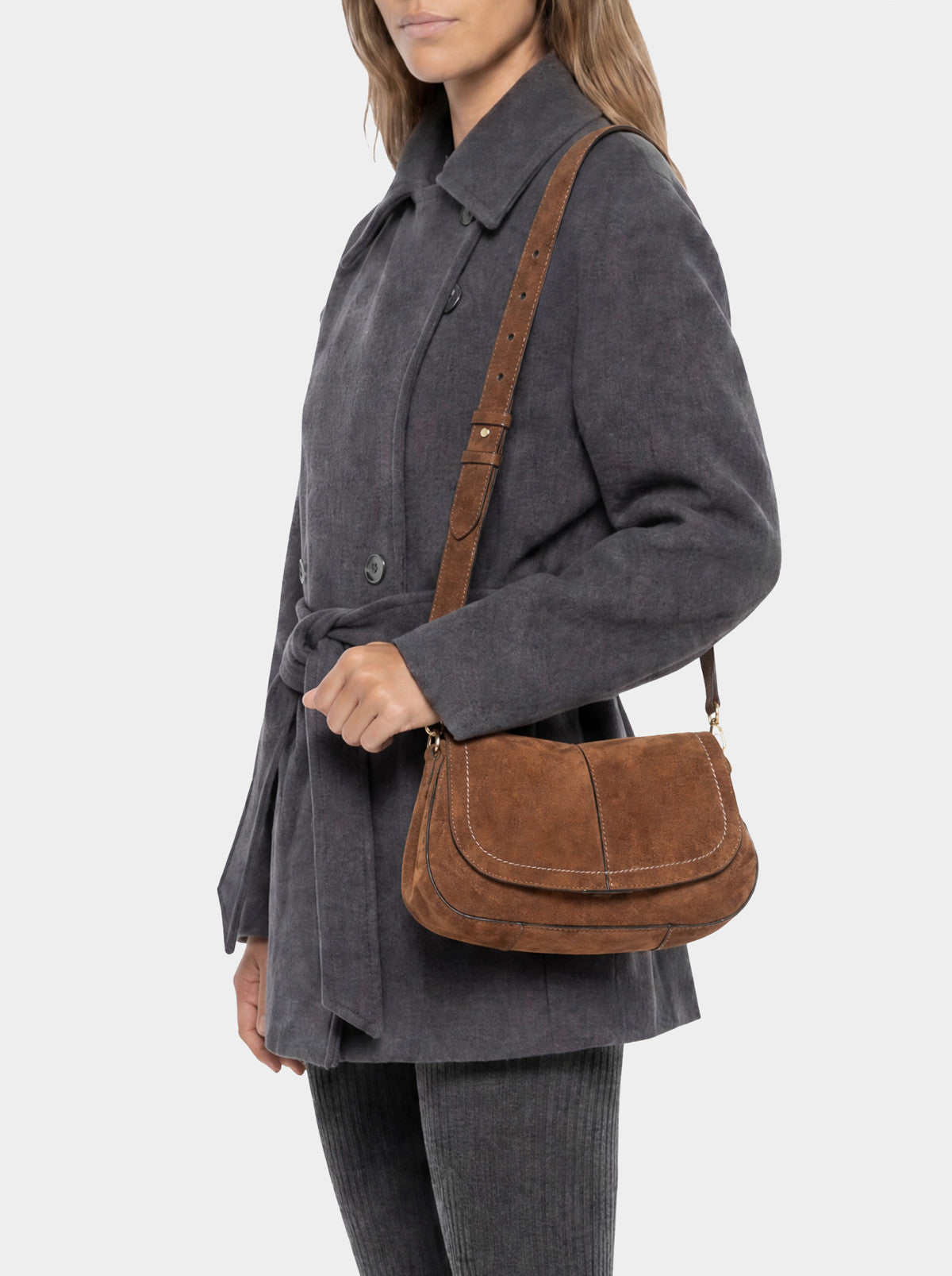 Gianni Chiarini borsa a spalla in camoscio "Helena Round" Cuoio BS12618CM-PL.099 COGNAC