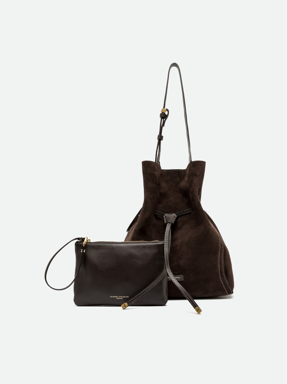 Gianni Chiarini borsa secchiello in camoscio "Sienna" Marrone BS11787CM-PL.974 MOKA