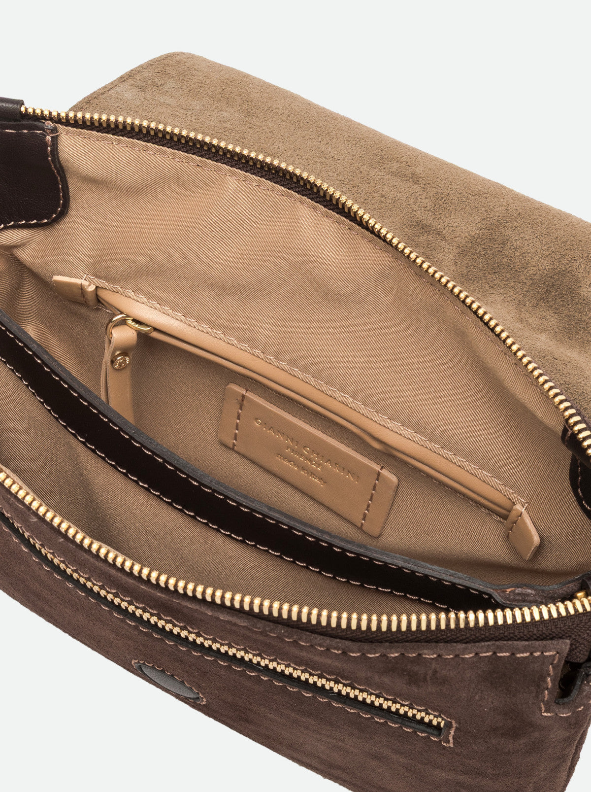 Gianni Chiarini borsa a tracolla in camoscio "Three" Marrone BS12294COMM CM-PL.974 MOKA