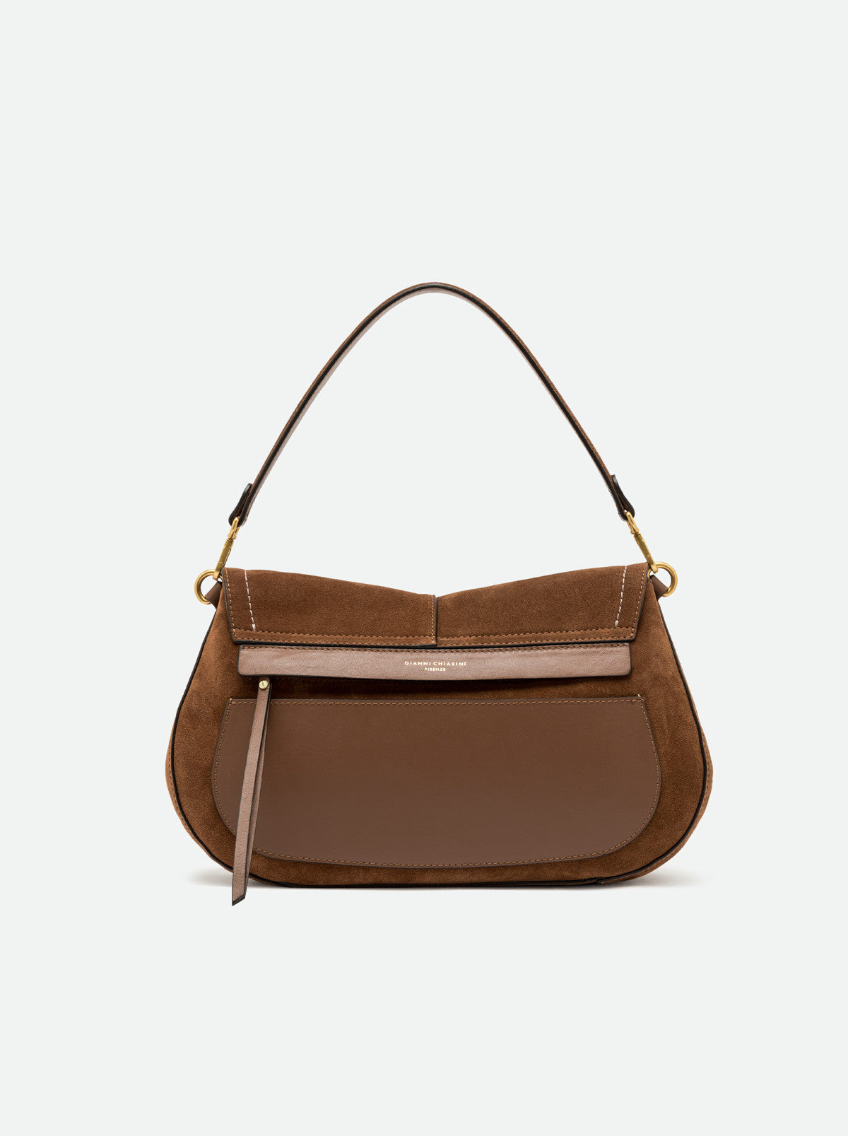 Gianni Chiarini borsa a spalla in camoscio "Helena Round" Cuoio BS12619CM-PL.099 COGNAC