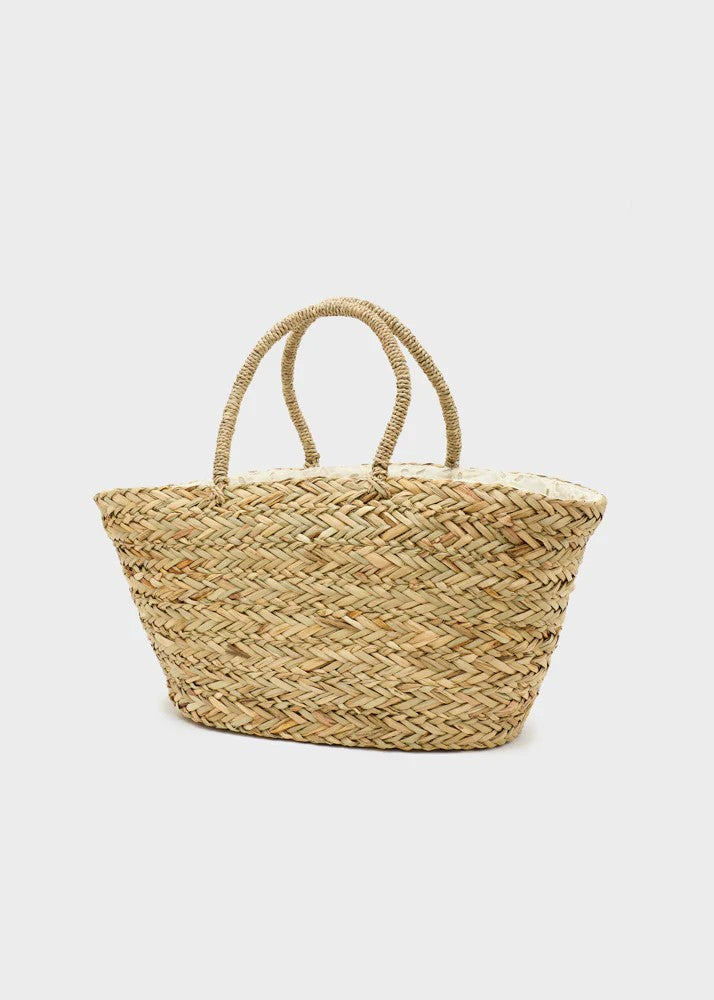 Nalì borsa shopping in tessuto e rafia "Santorini" Beige TMBS0006.PAGLIA