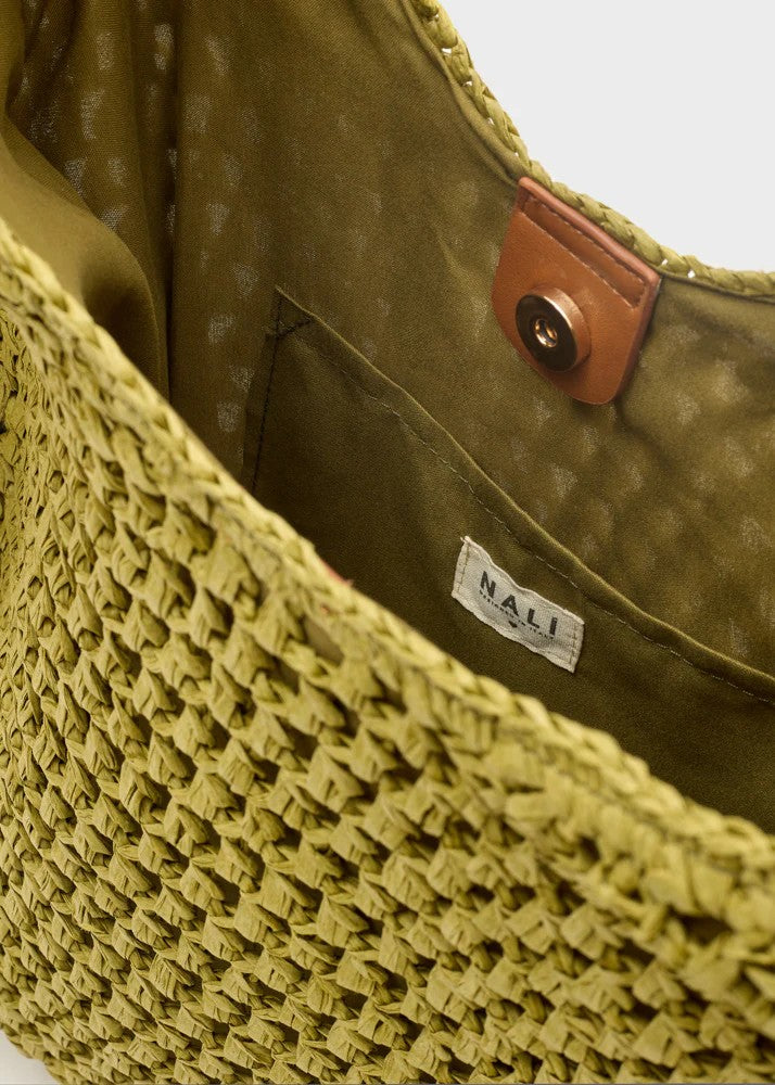 Nalì borsa a spalla in rafia "Antigua" Verde QIBS0219.VERDE