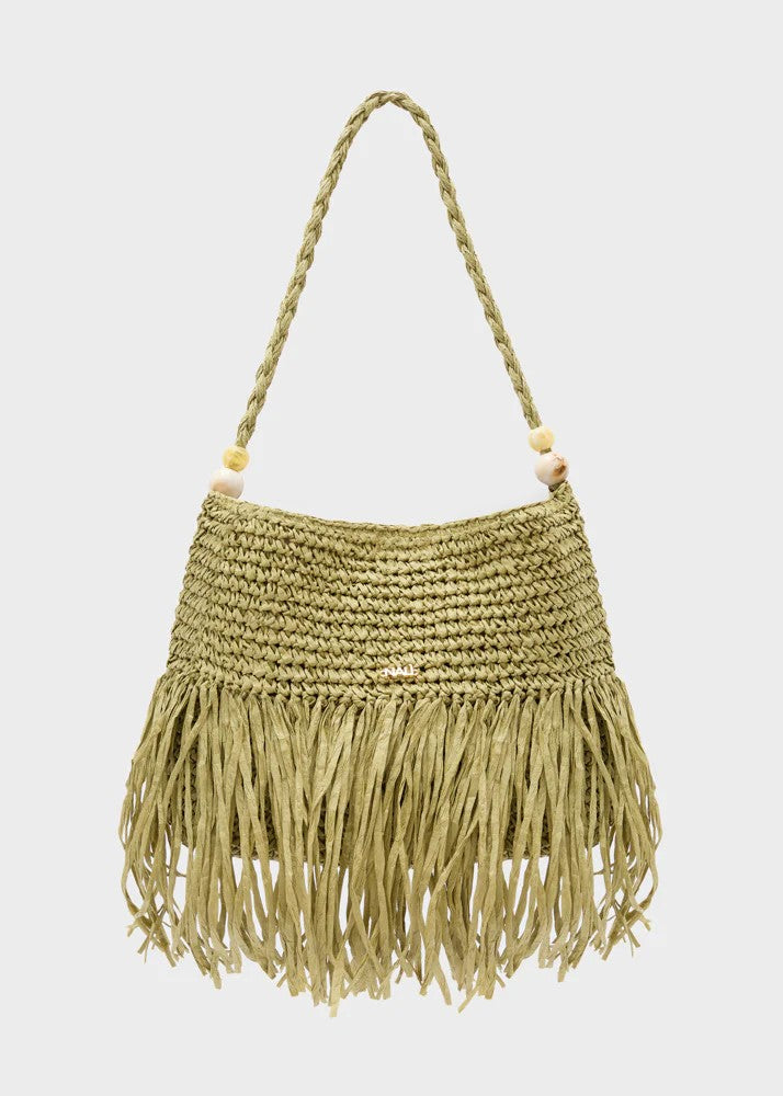 Nalì borsa a spalla in rafia "Antigua" Verde QIBS0222.VERDE