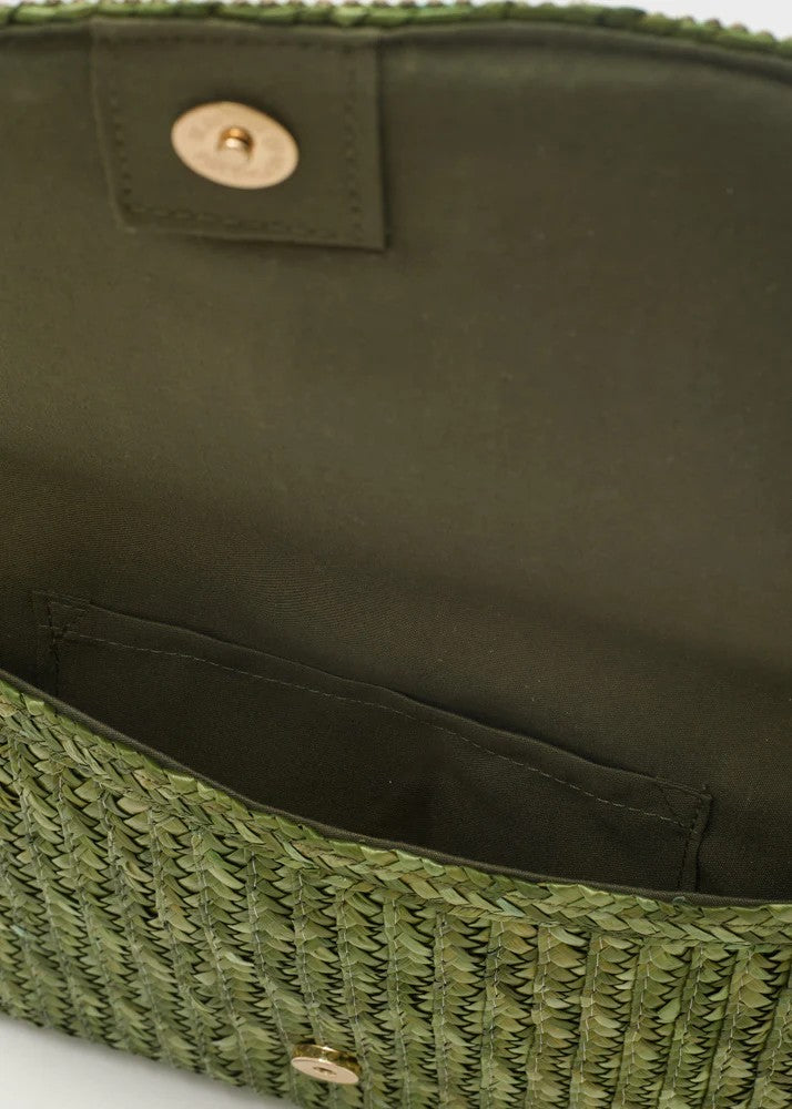 Nalì pochette in rafia "Sami" Verde QIPC0173.VERDE