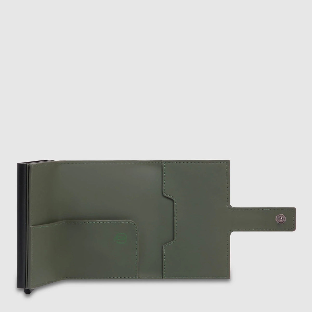 Piquadro portafogli compatto in metallo e pelle "Corner" Verde PP5649C2OWR.VE