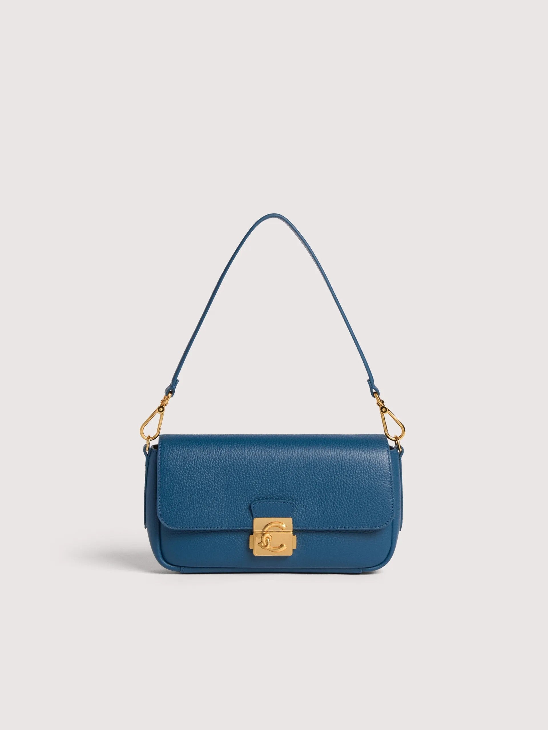 Coccinelle borsa a spalla in pelle "C-Me Lock" Azzurro E1U4K120201.B27 DEEP BLUE