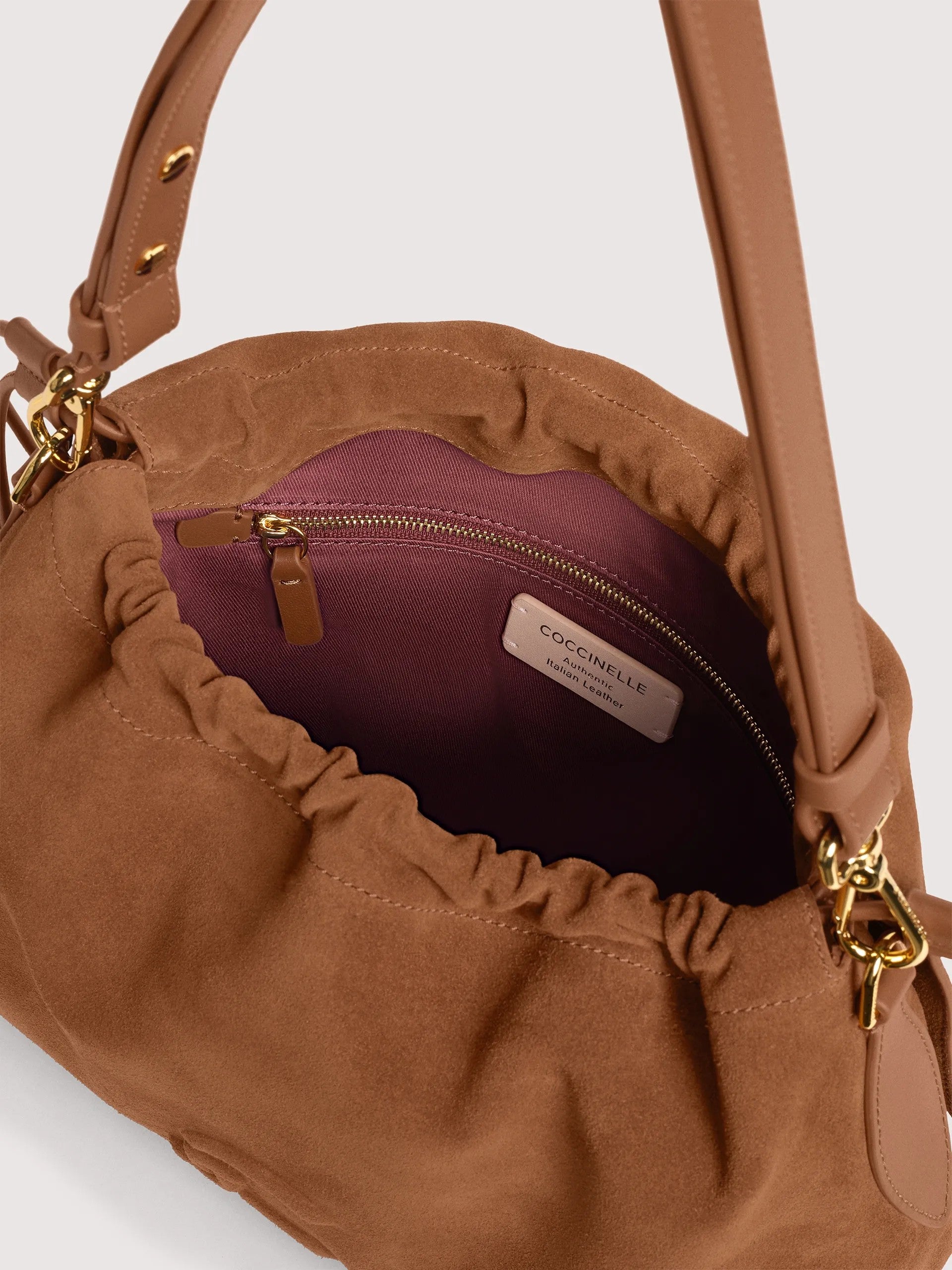 Coccinelle borsa a spalla in camoscio "Lidia Suede" Cuoio E1V9G130401.W11 COGNAC