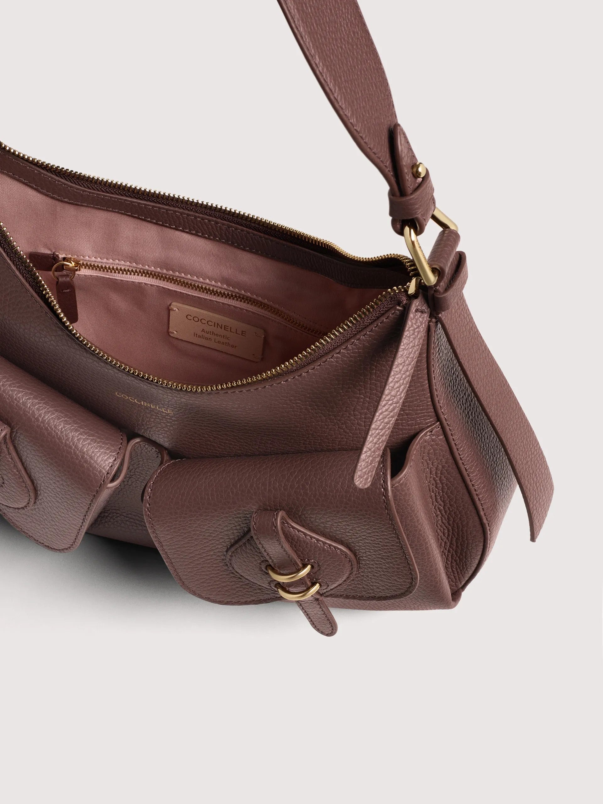 Coccinelle borsa a spalla in pelle "Mavery Pocket" Marrone E1VGK120101.R49 BERRY