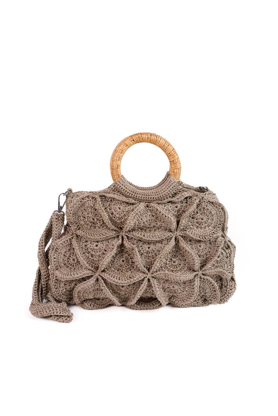 Enrico Versari borsa a mano in tessuto "Flower Bag" Tortora FLOWER BAG UNI.BROWN