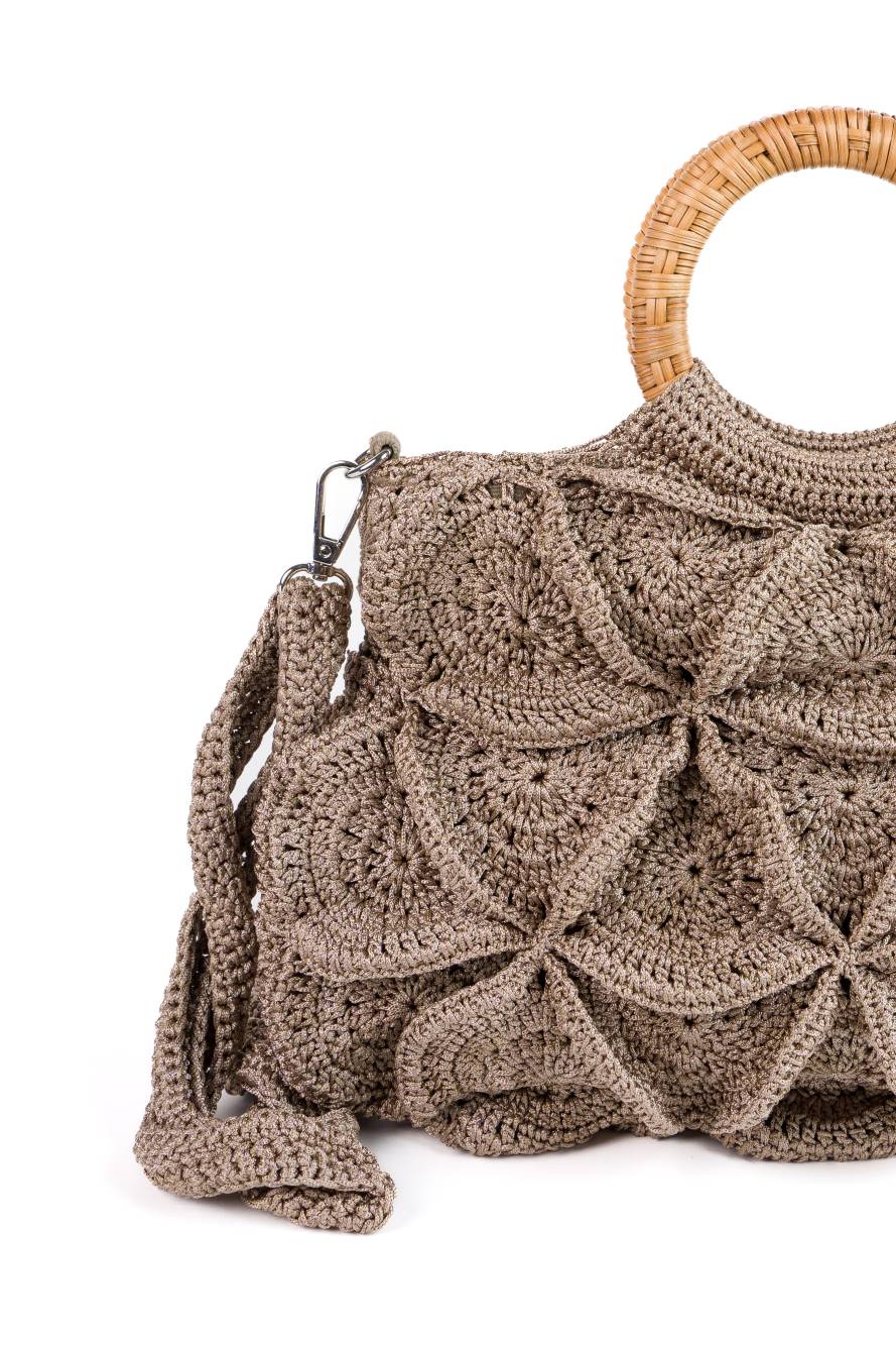 Enrico Versari borsa a mano in tessuto "Flower Bag" Tortora FLOWER BAG UNI.BROWN