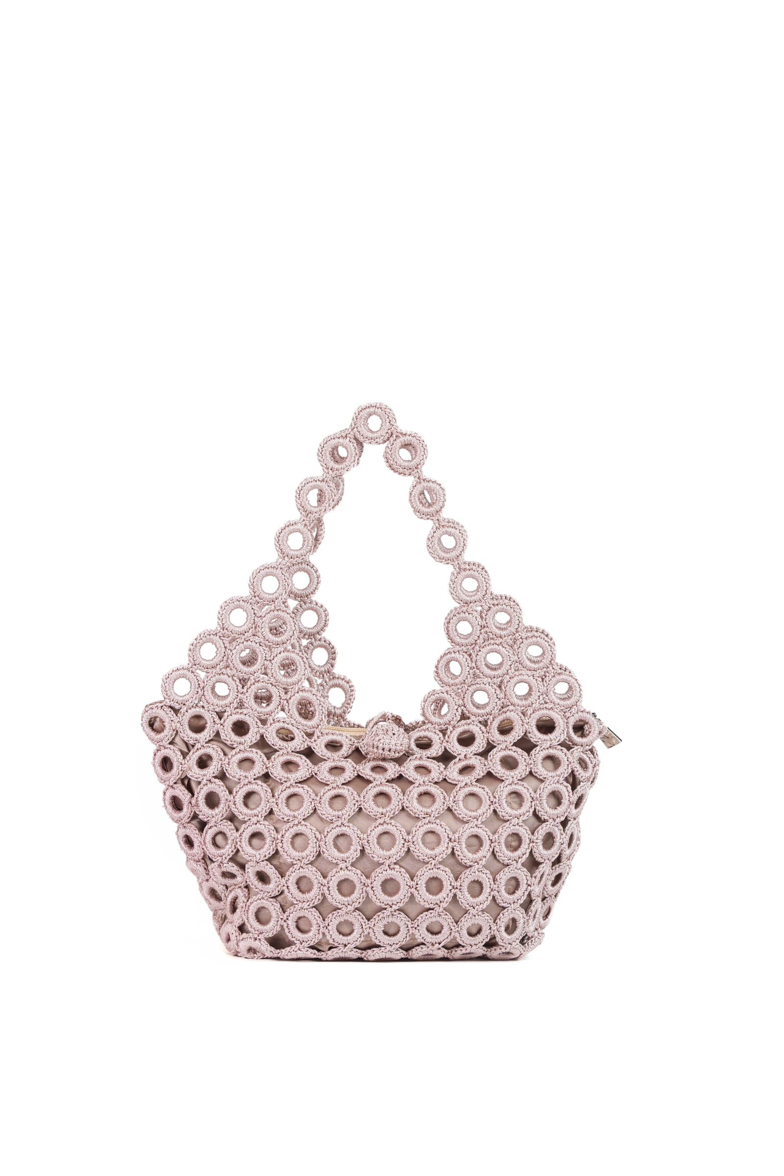 Enrico Versari borsa a spalla in tessuto "Madame" Cipria CROCHET/M.VIOLET