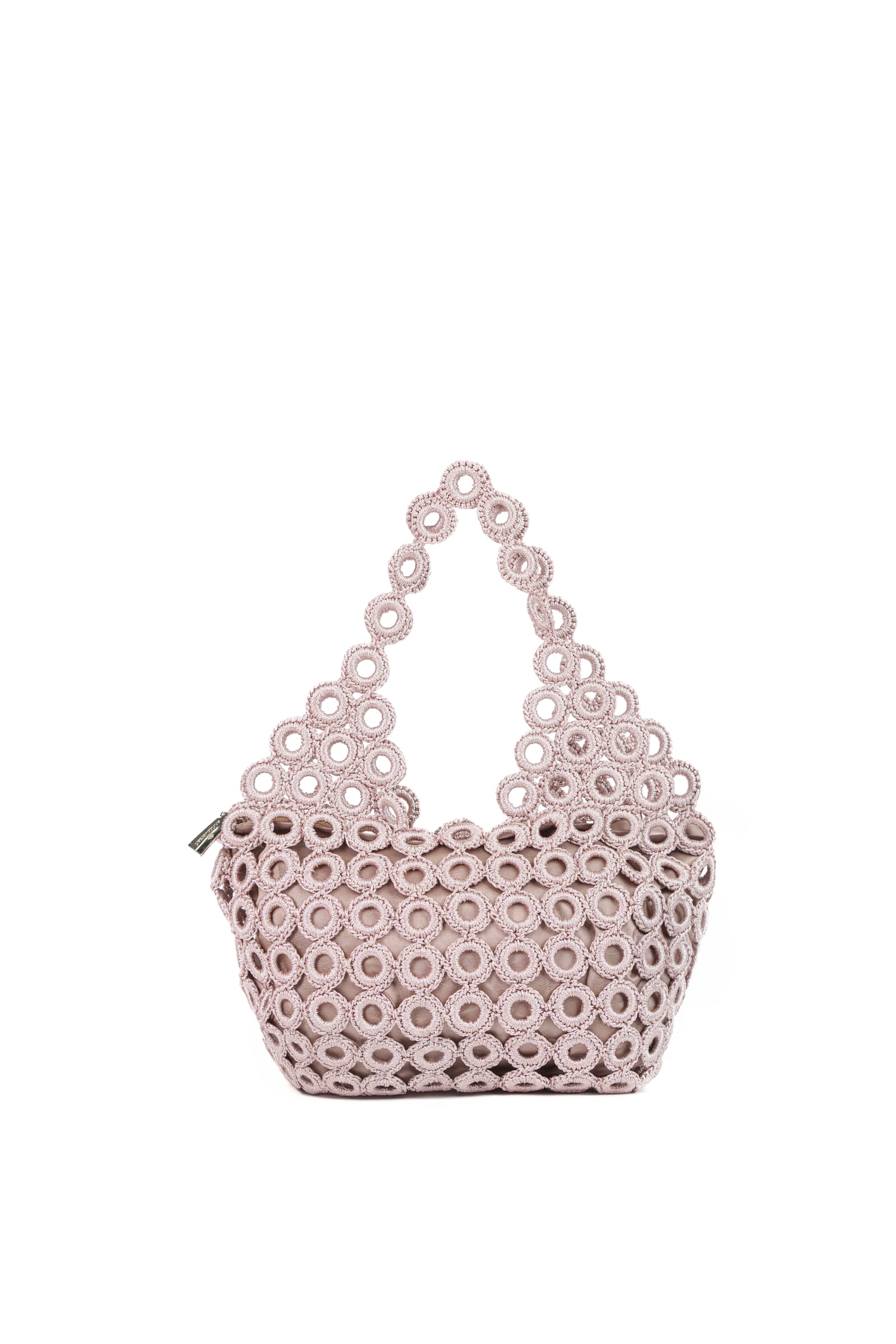 Enrico Versari borsa a spalla in tessuto "Madame" Cipria CROCHET/M.VIOLET