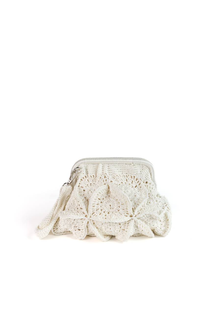 Enrico Versari pochette in tessuto "Vivian" Avorio VIVIAN.LIGHT BROWN
