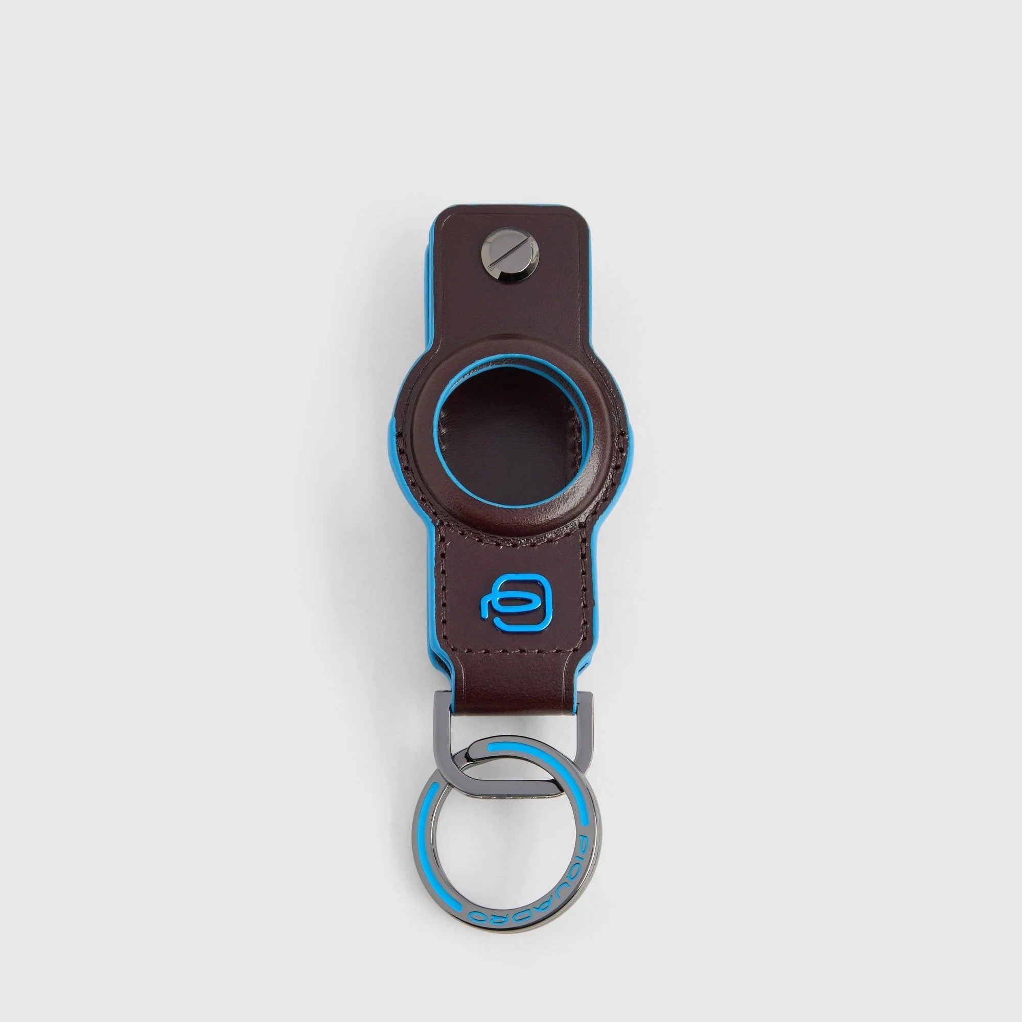 Piquadro portachiavi per AirTag in pelle "Blue Square" Marrone PC7090B2.MO