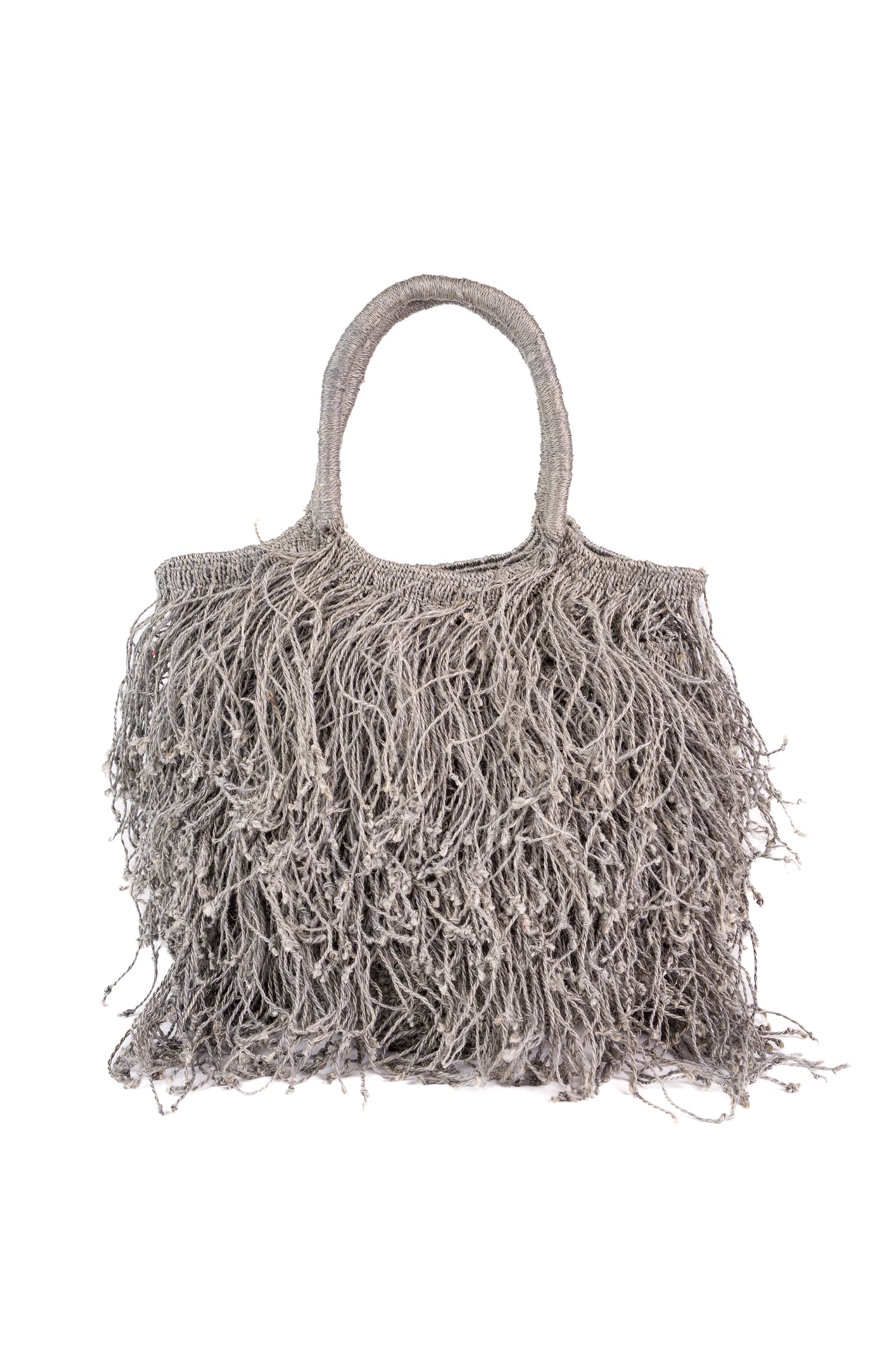 Enrico Versari borsa a mano in juta "Fringe" Grigio FRINGE JUTA RIJ.LIGHT ASH