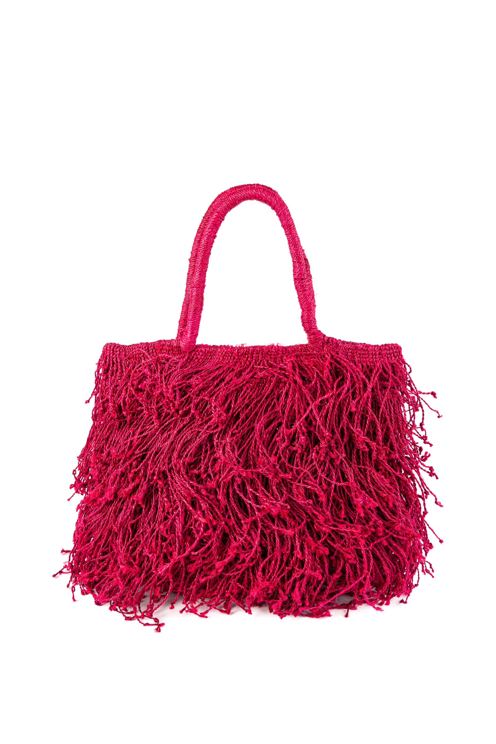 Enrico Versari borsa a mano in juta "Fringe" Fucsia FRINGE JUTA RIJ.SPICY RED
