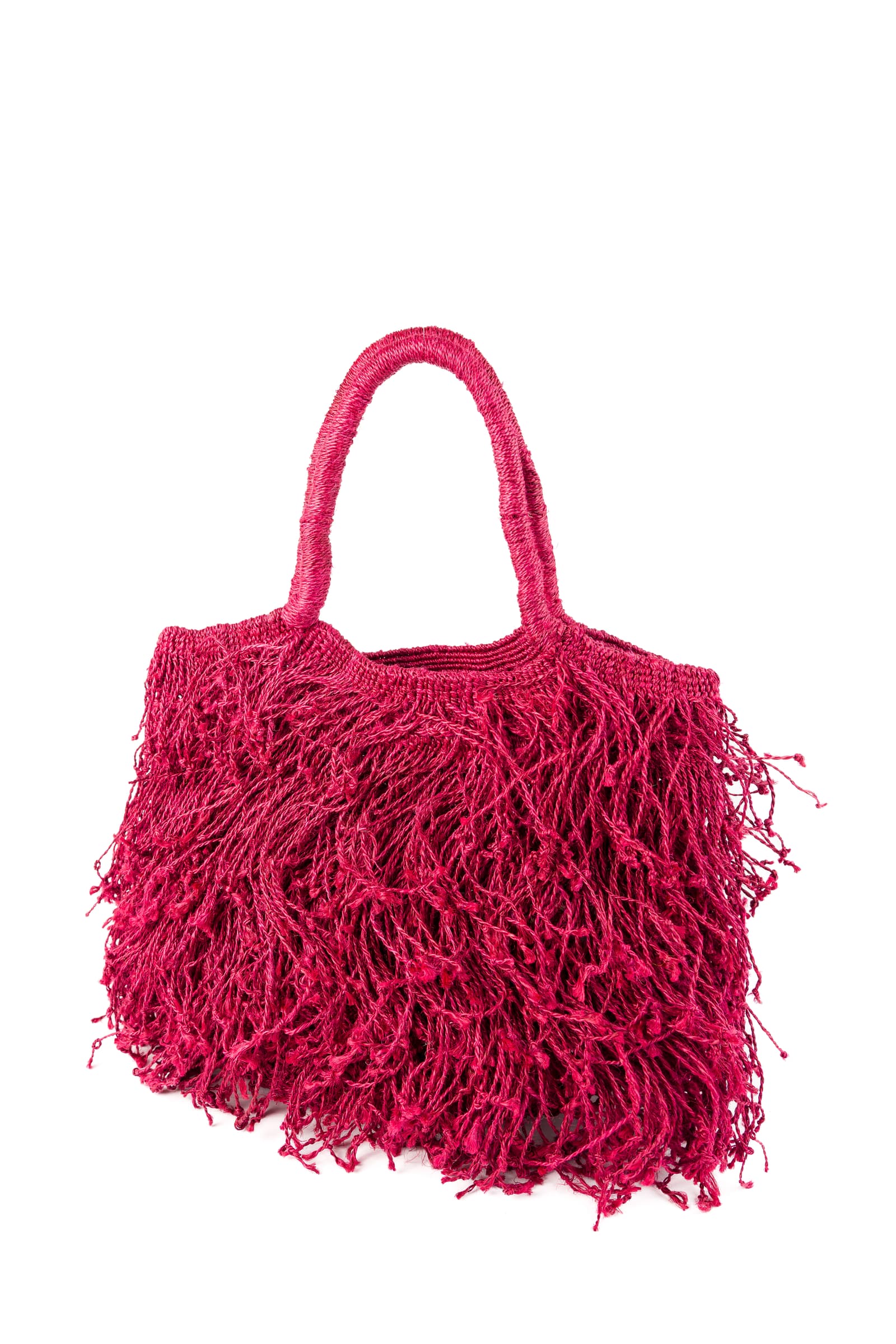 Enrico Versari borsa a mano in juta "Fringe" Fucsia FRINGE JUTA RIJ.SPICY RED