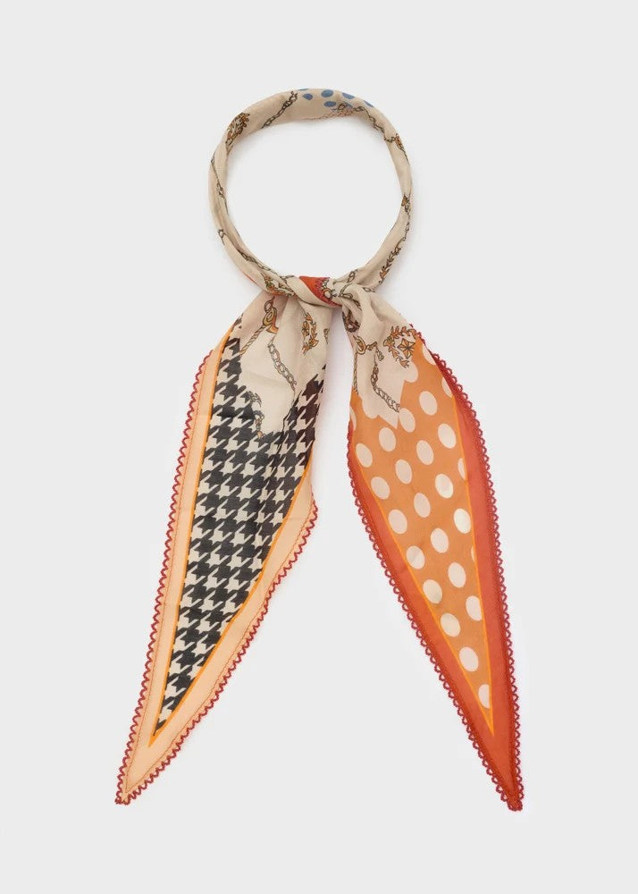 Nalì foulard in sintetico "Pied de poule" Multicolor KESC0012.ARANCIO