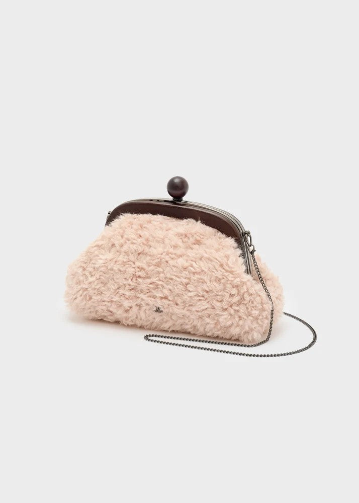 Nalì pochette in ecopelliccia "Cloud" Cipria LYPC0063.ROSA
