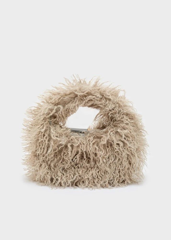 Nalì borsa a mano in ecopelliccia "Furry" Beige MCBS0016.GRIGIO