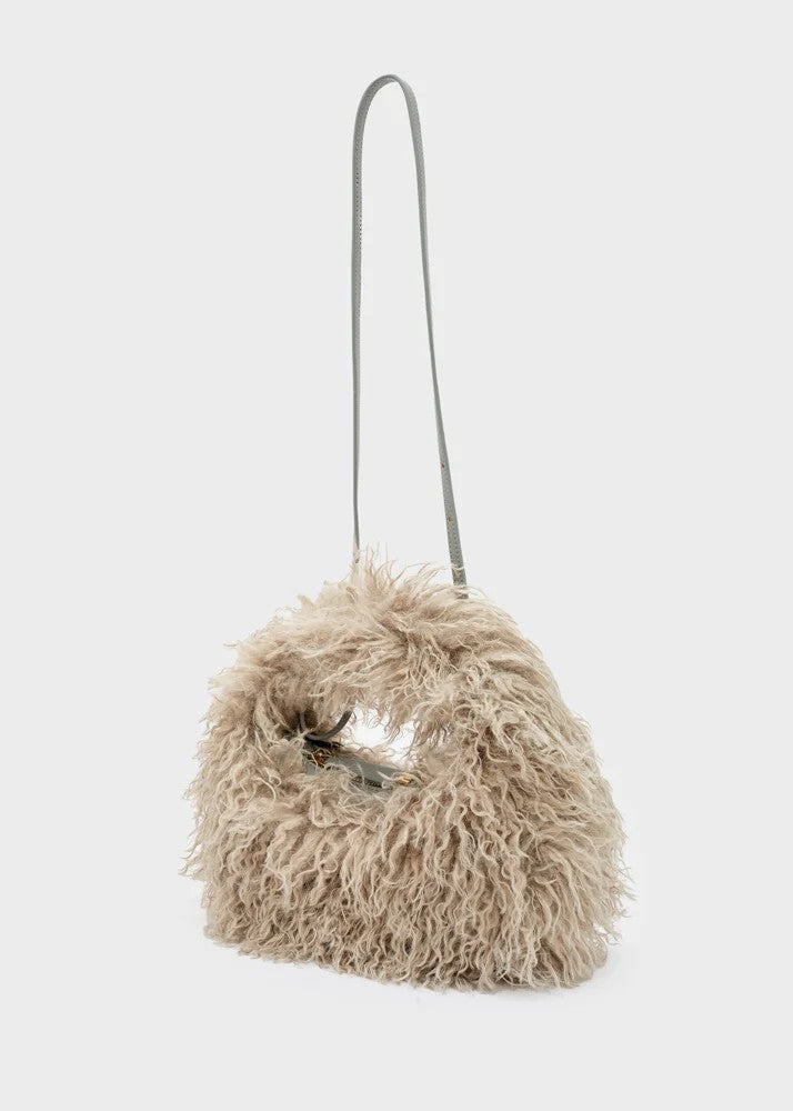 Nalì borsa a mano in ecopelliccia "Furry" Beige MCBS0016.GRIGIO