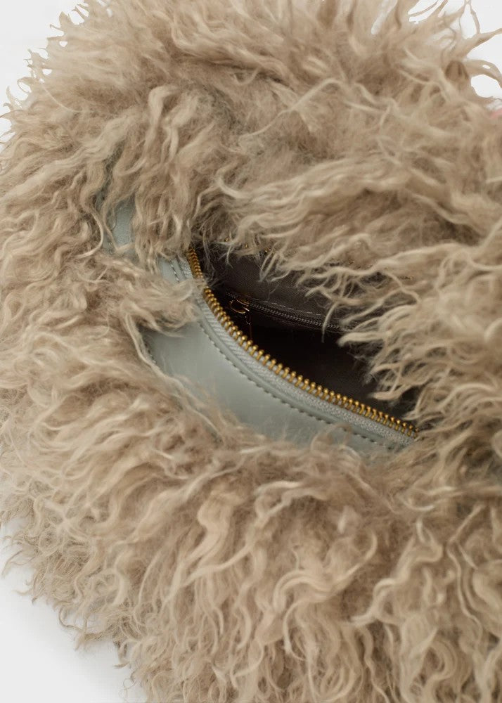 Nalì borsa a mano in ecopelliccia "Furry" Beige MCBS0016.GRIGIO