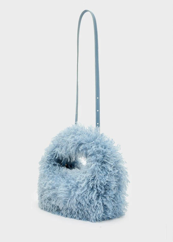 Nalì borsa a mano in ecopelliccia "Furry" Azzurro MCBS0016.BLU