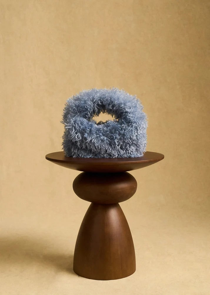 Nalì borsa a mano in ecopelliccia "Furry" Azzurro MCBS0016.BLU