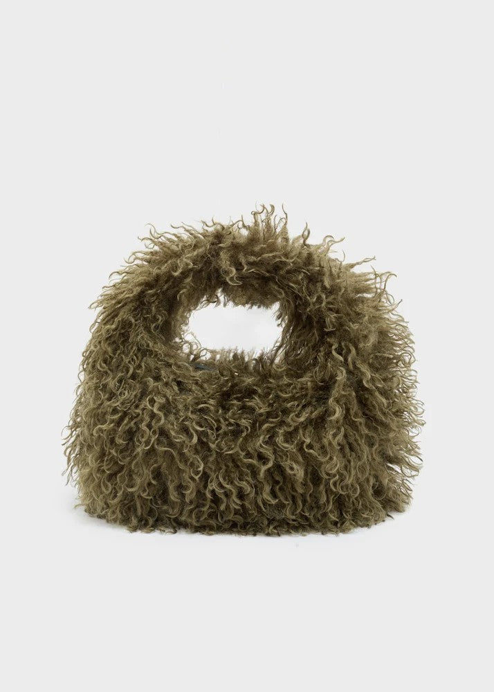 Nalì borsa a mano in ecopelliccia "Furry" Verde MCBS0016.VERDE