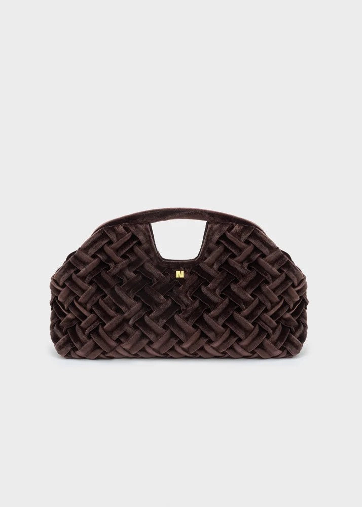 Nalì borsa a mano in velluto "Queen" Marrone MCBS0020.MARRONE