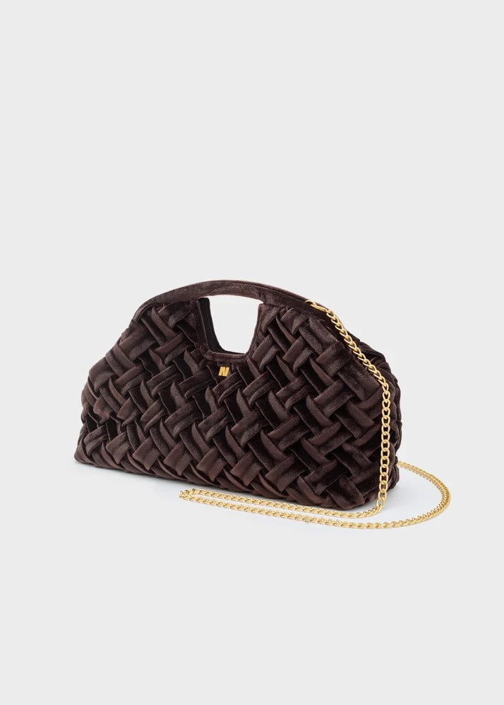 Nalì borsa a mano in velluto "Queen" Marrone MCBS0020.MARRONE