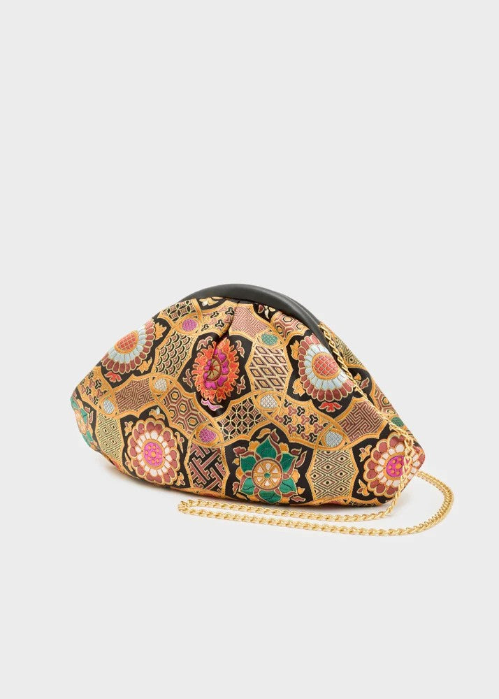 Nalì pochette in tessuto "Uranus" Multicolor MPC0009.NERO-ARANCIO