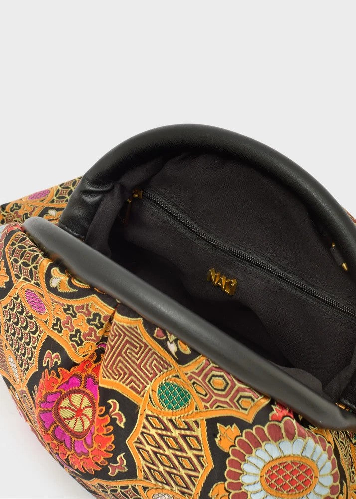 Nalì pochette in tessuto "Uranus" Multicolor MPC0009.NERO-ARANCIO