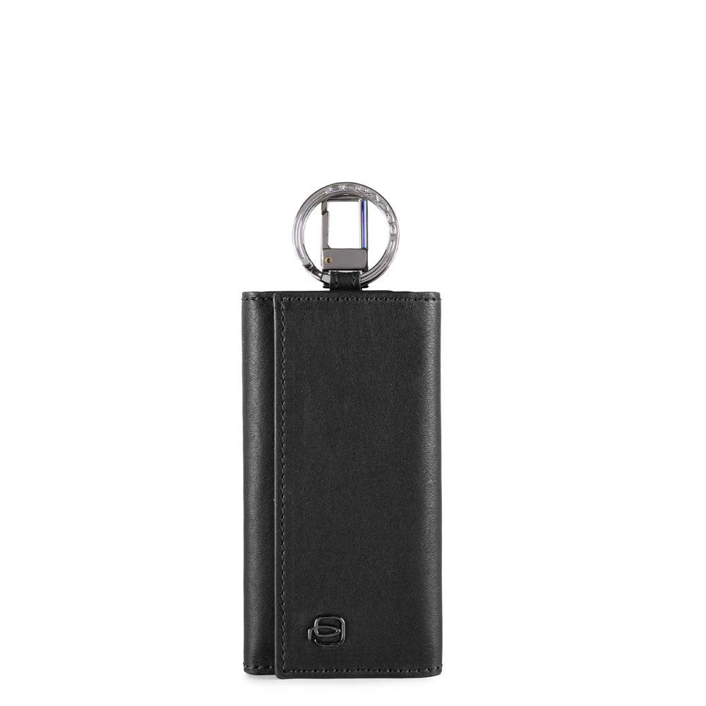 Piquadro portachiavi con ganci in pelle "Black Square" Nero PC1397B3.N