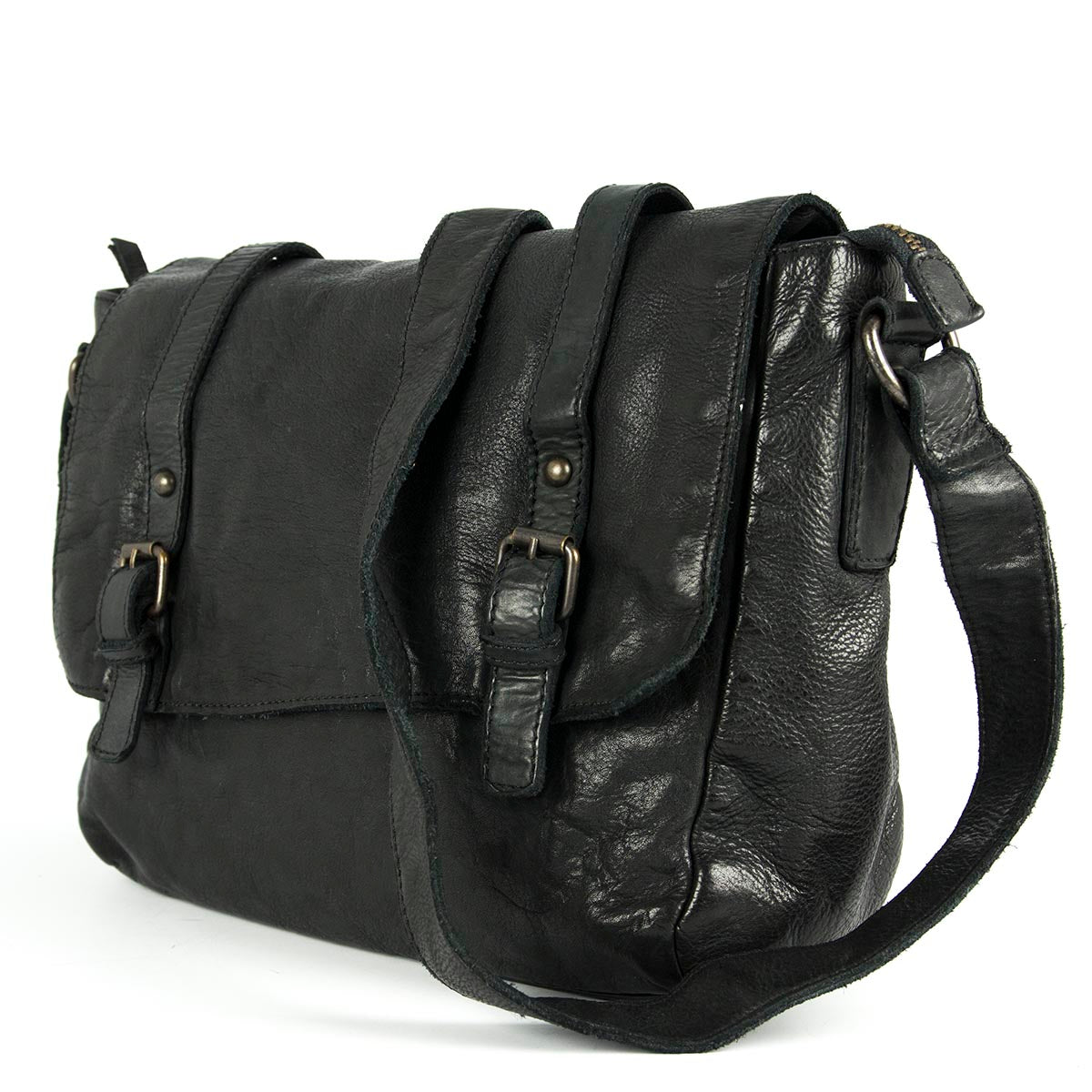 Gianni Conti messanger in pelle "Vintage" Nero 4203350.10